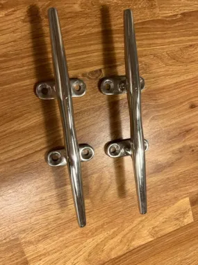 2 X MATCHING PAIR STAINLESS STEEL CLEATS 20 CMS 8" LONG 4 HOLE MOUNT