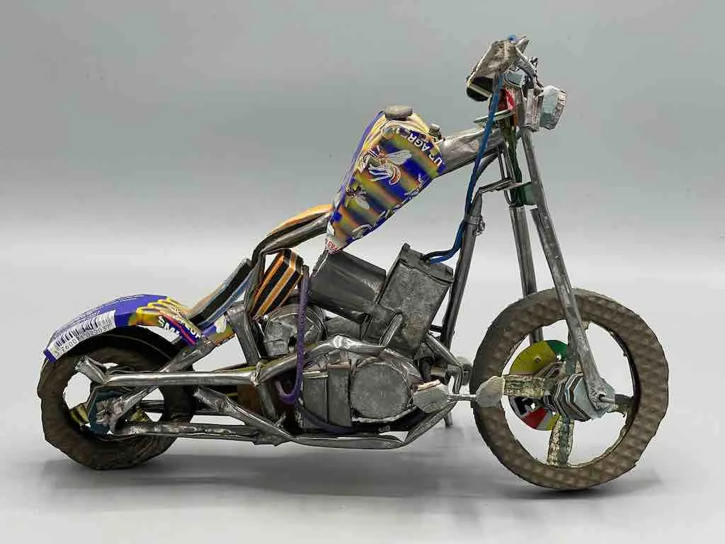 African Recycled Metal Can Toy Harley Motorcycle - Benin