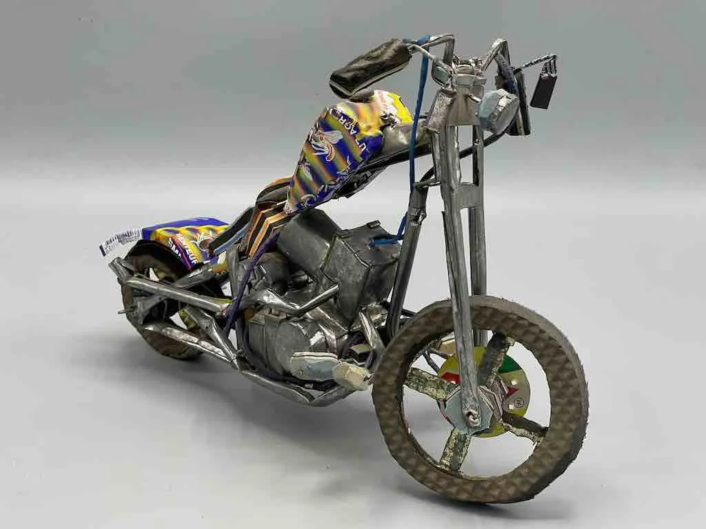 African Recycled Metal Can Toy Harley Motorcycle - Benin