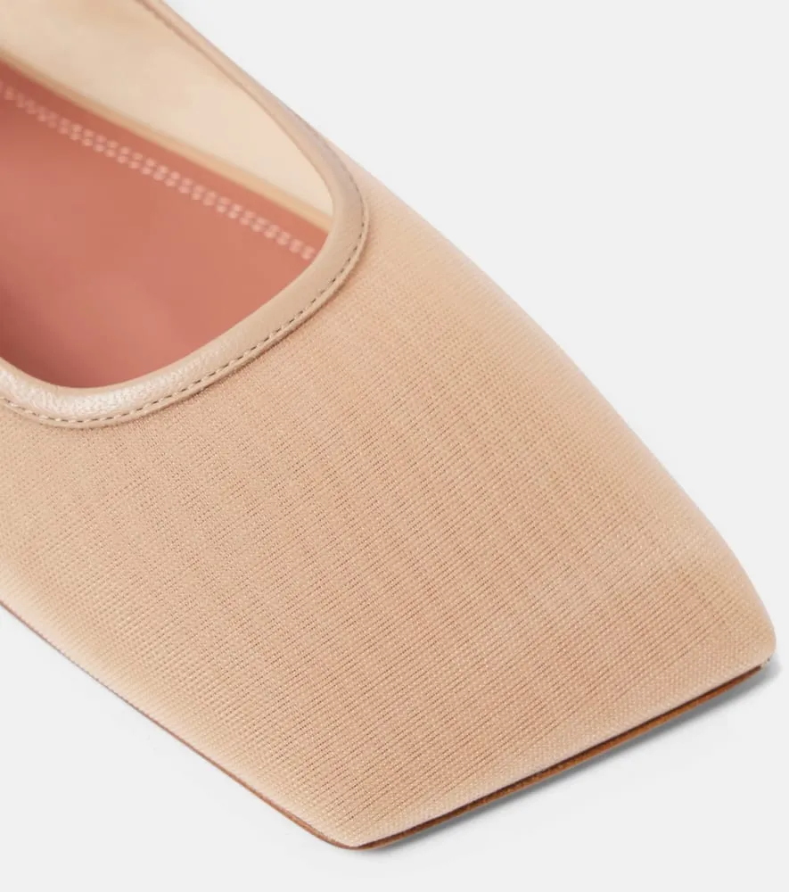 Amina Muaddi Ane embellished mesh ballet flats