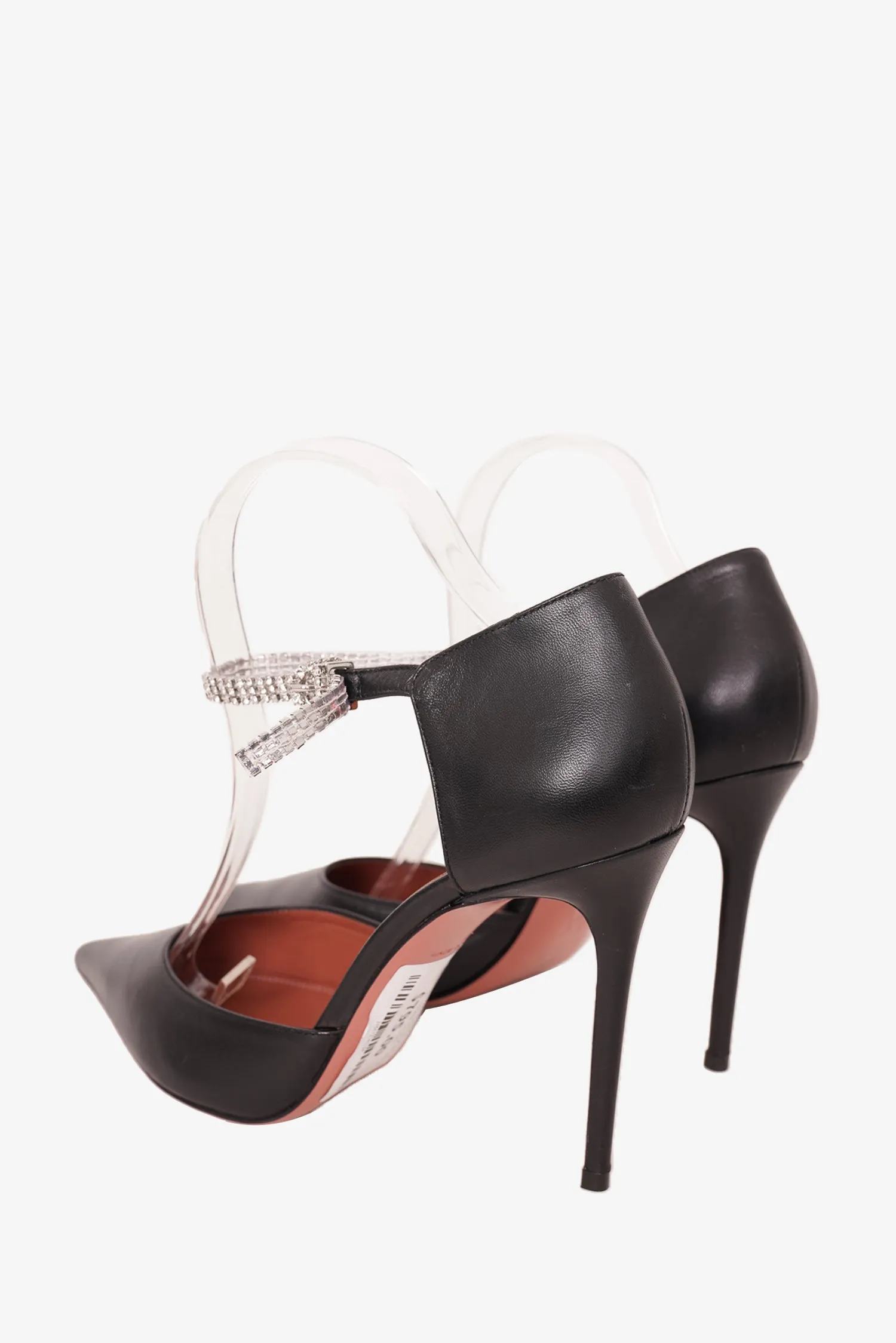 AMINA MUADDI 'Ursina' Black Crystal Mesh Leather  Pumps Size 41