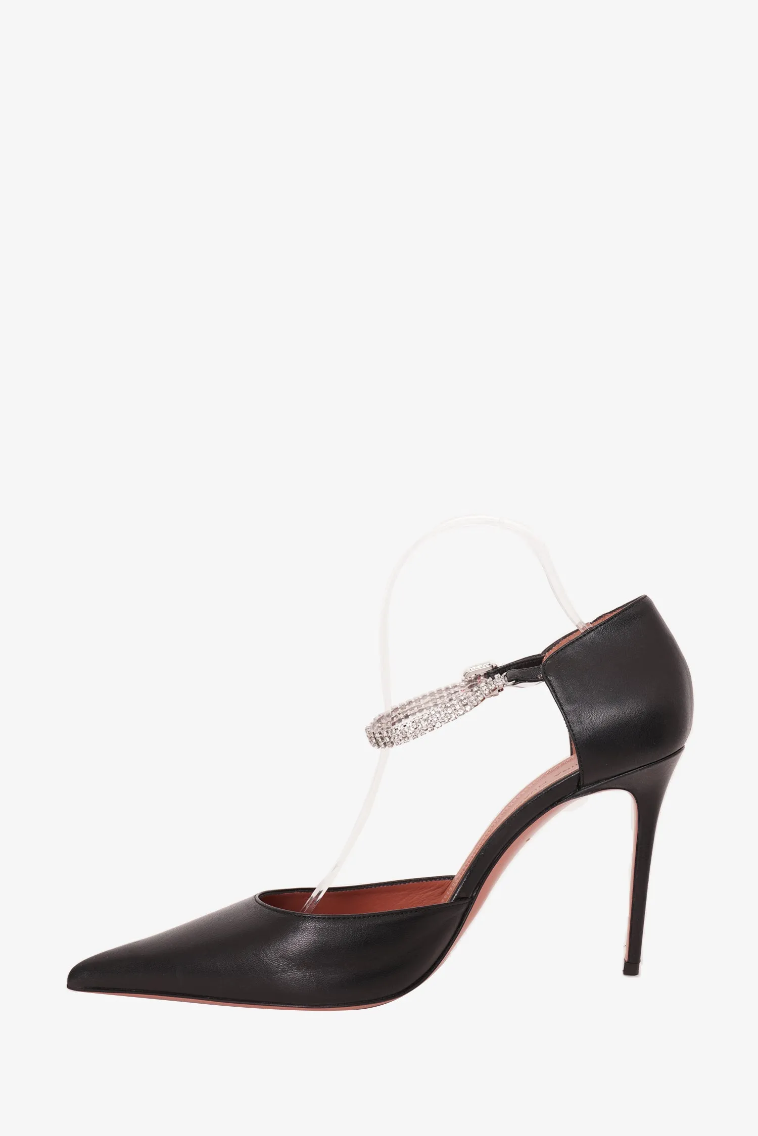 AMINA MUADDI 'Ursina' Black Crystal Mesh Leather  Pumps Size 41