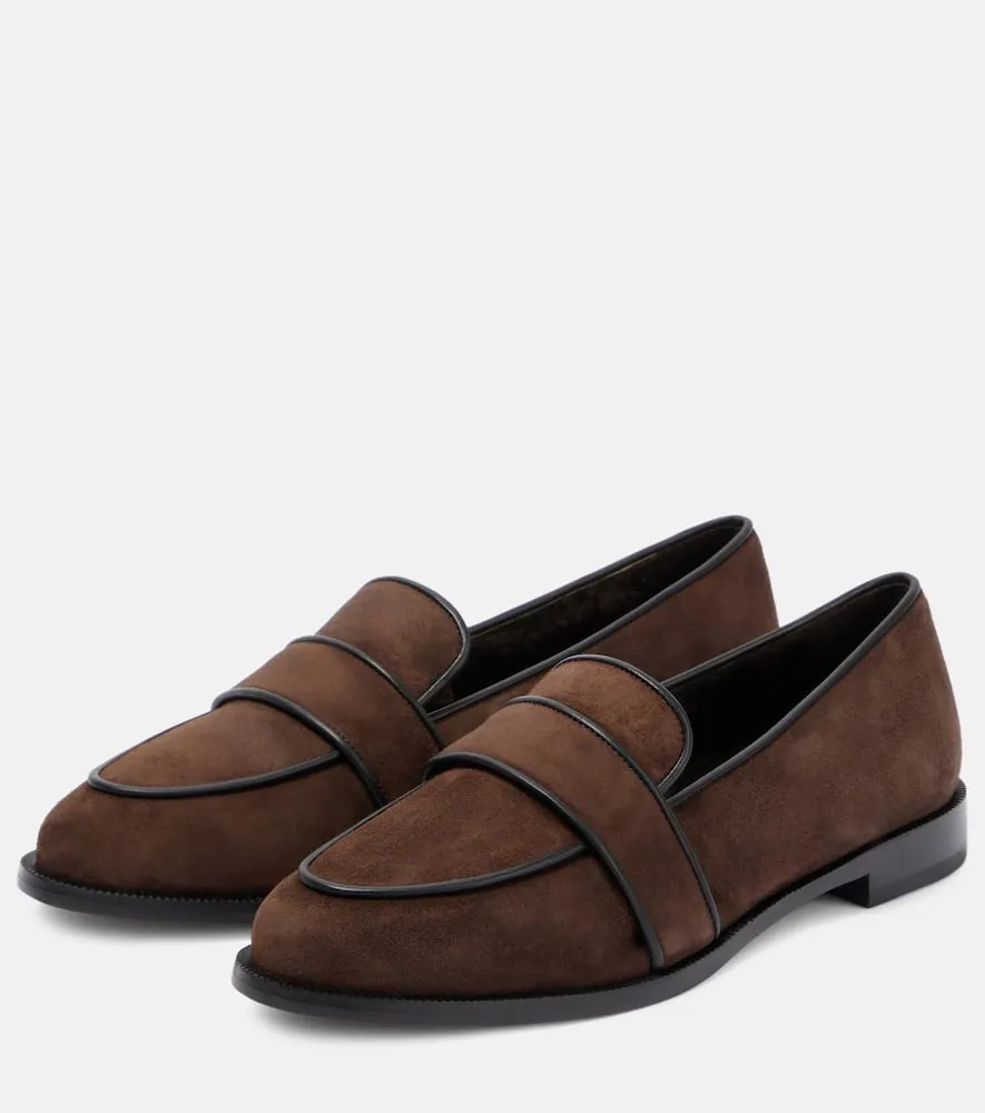 Aquazzura Martin shearling-lined suede loafers