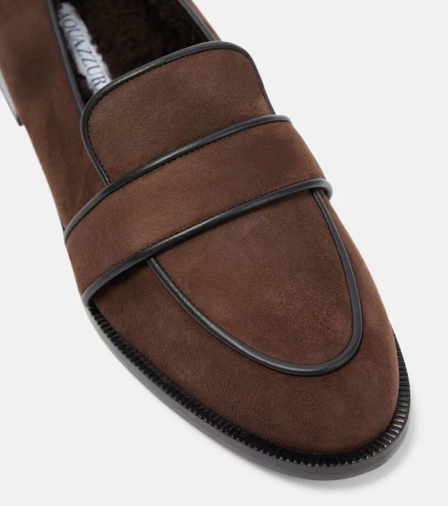 Aquazzura Martin shearling-lined suede loafers