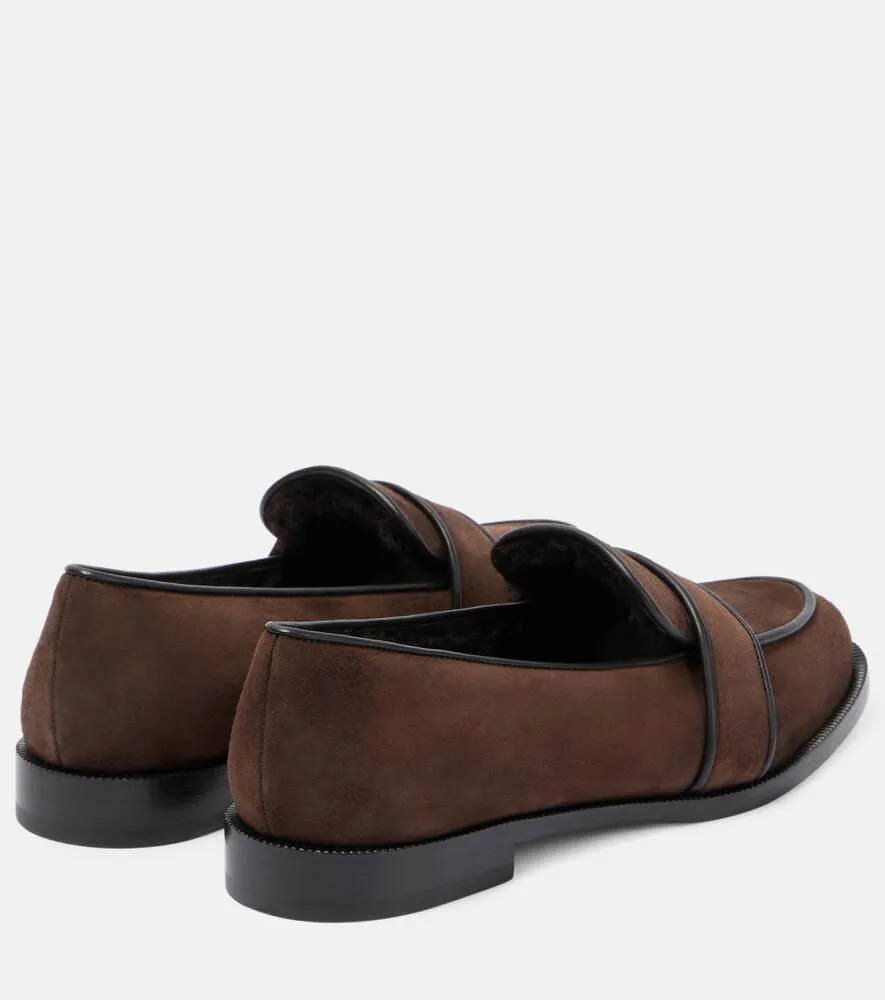 Aquazzura Martin shearling-lined suede loafers