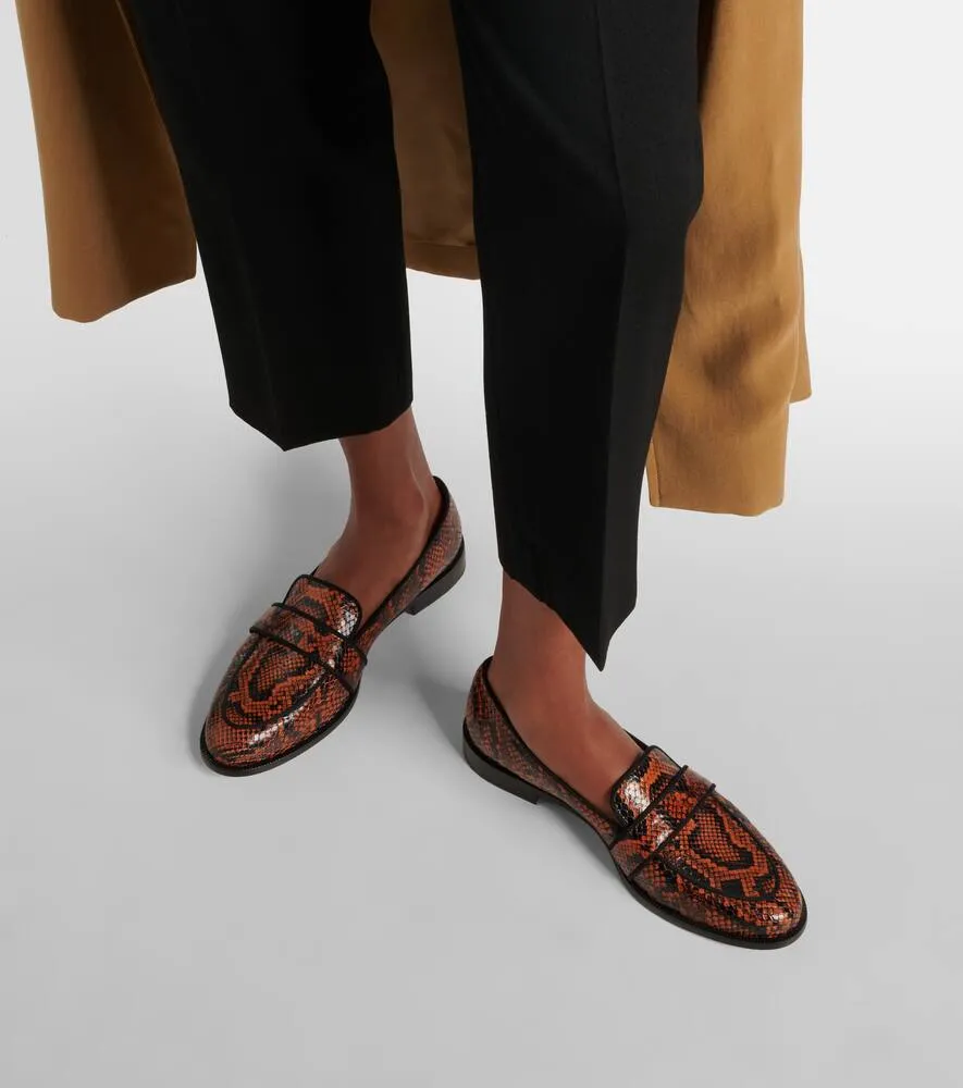 Aquazzura Martin snake-effect leather loafers