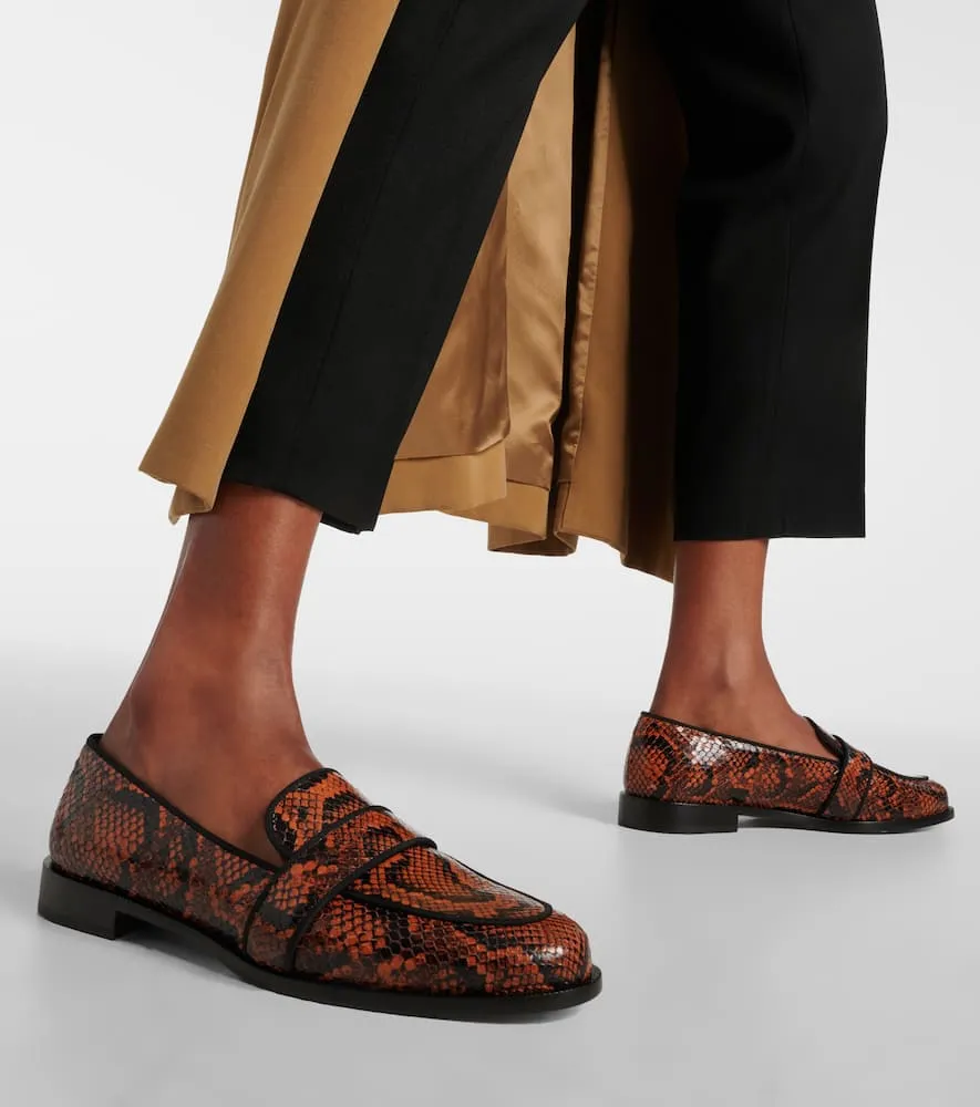 Aquazzura Martin snake-effect leather loafers