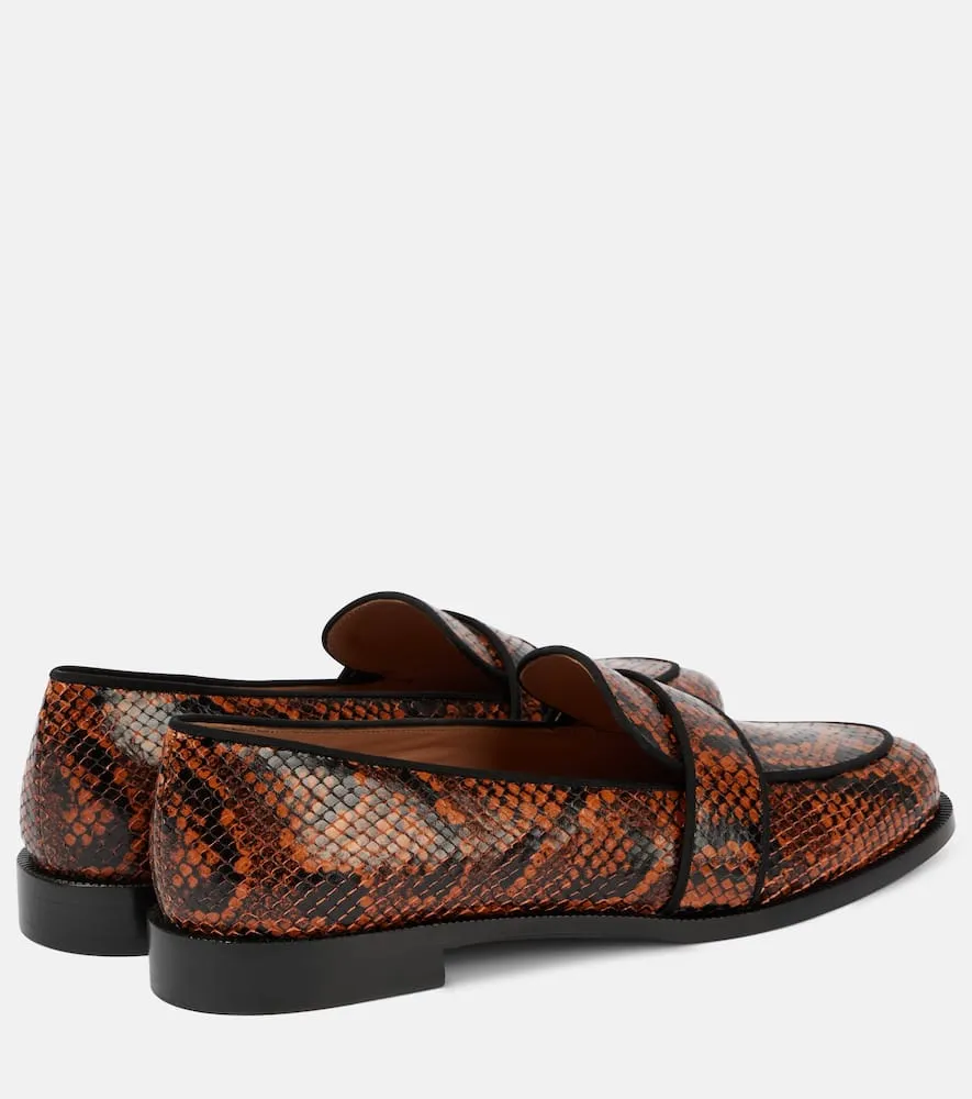 Aquazzura Martin snake-effect leather loafers