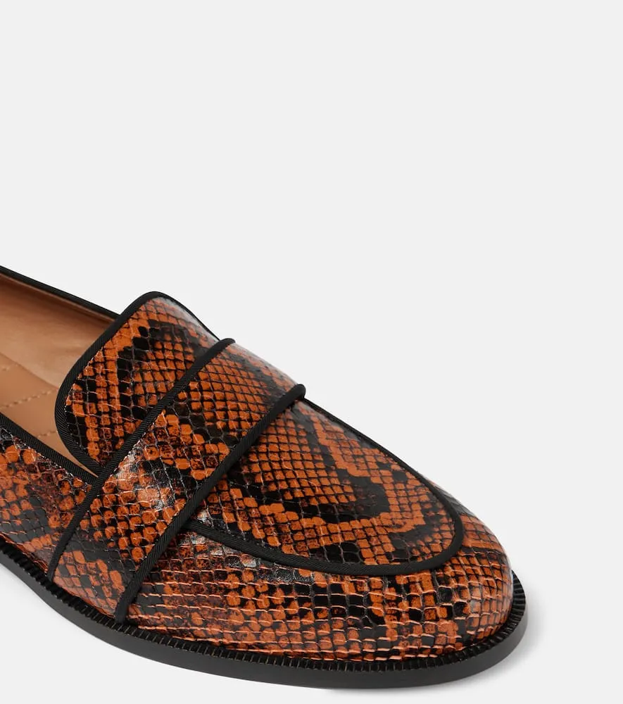 Aquazzura Martin snake-effect leather loafers