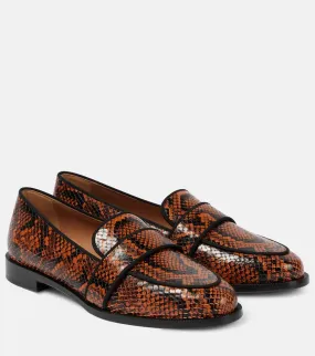 Aquazzura Martin snake-effect leather loafers