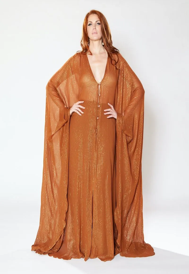 Brown Lurex Goddess kaftan