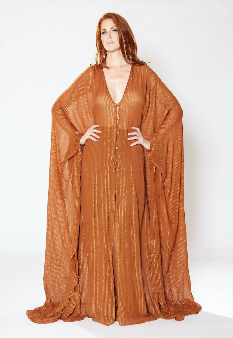 Brown Lurex Goddess kaftan