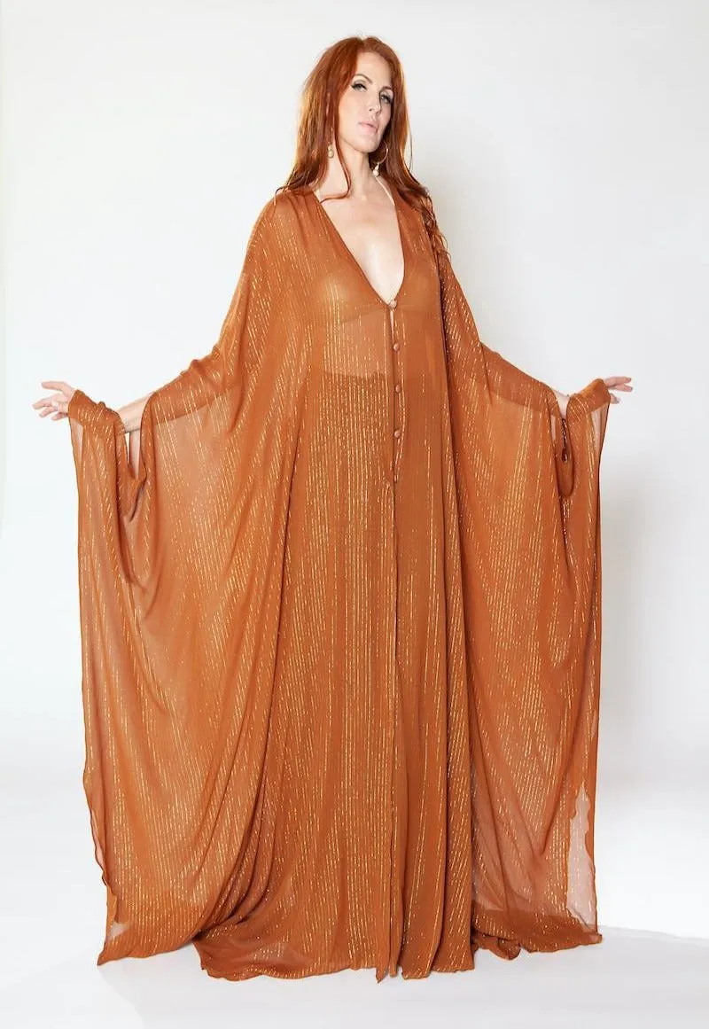 Brown Lurex Goddess kaftan