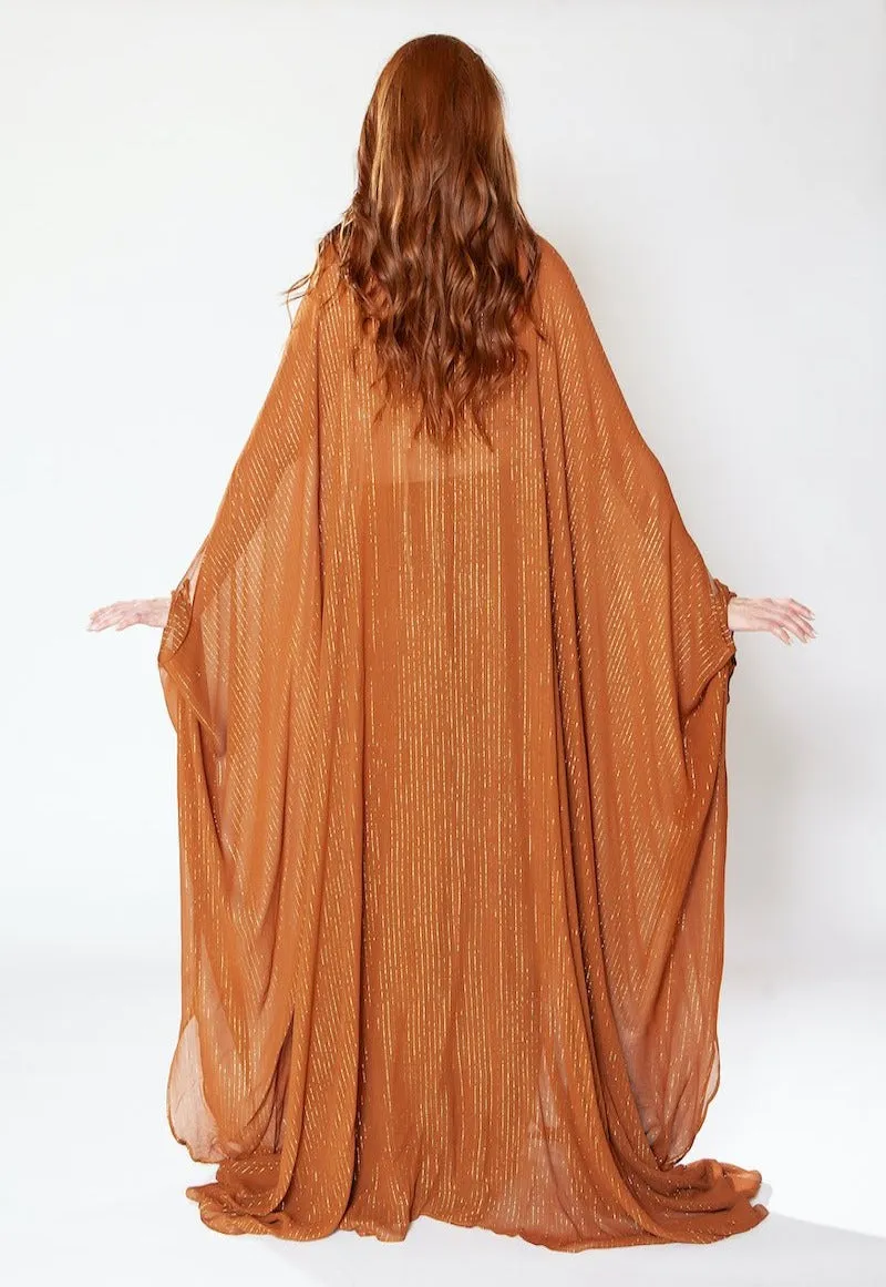 Brown Lurex Goddess kaftan