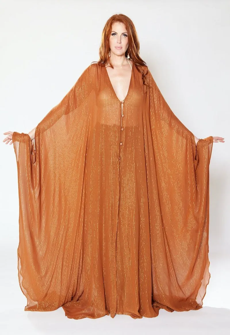 Brown Lurex Goddess kaftan