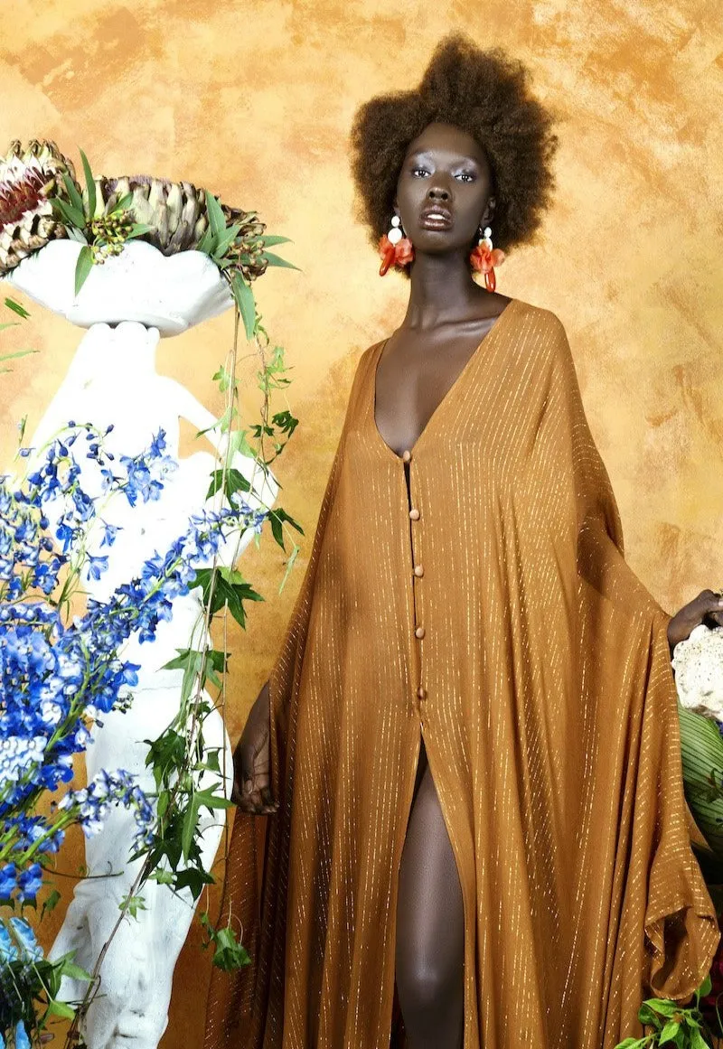Brown Lurex Goddess kaftan