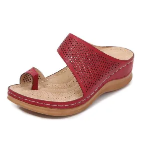 Cuzcare Orthopedic Sandals For Women Breathable Hollow Elastic Trendy Flat Sandals