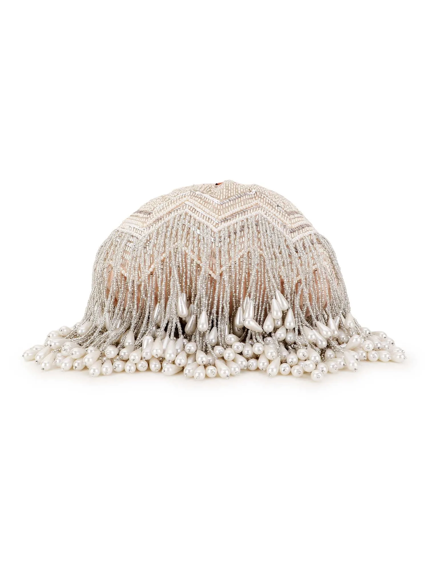 Dangle Chevron Embellished Velvet Potli Bag