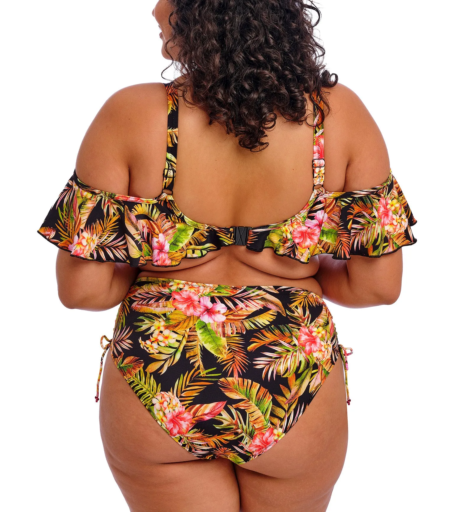 Elomi Tiger Valley Bardot Ruffle Underwire Bikini Top (ES802306) - Black