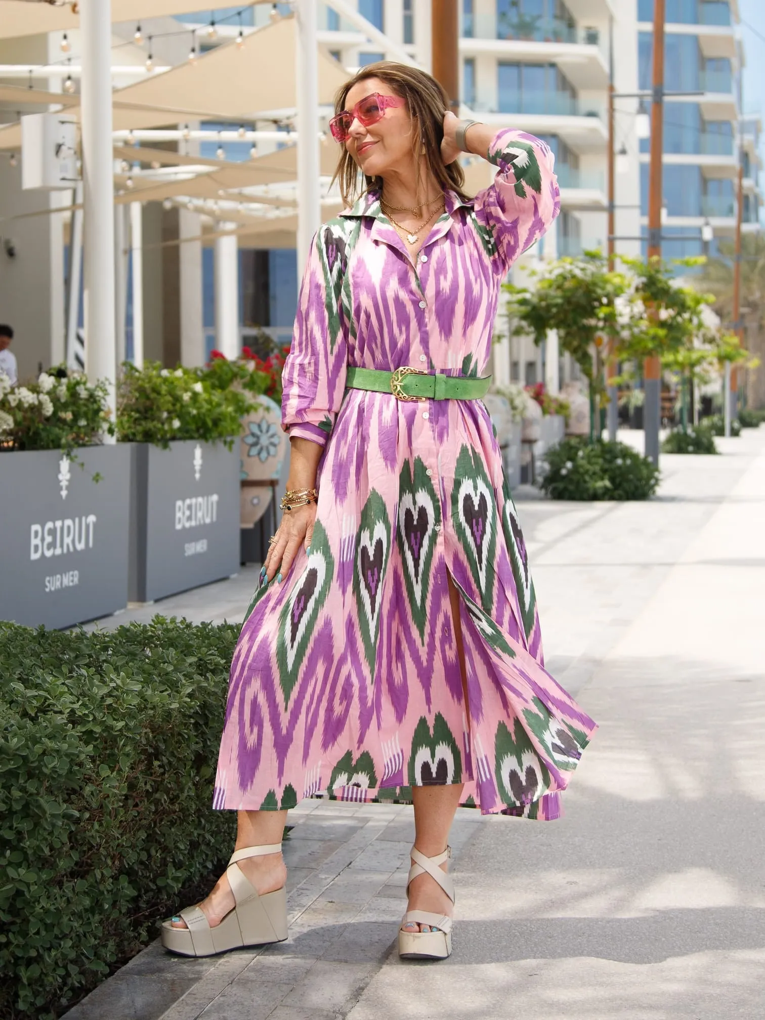 ‘FAITH’ SHIRTDRESS IN LILAC IKAT