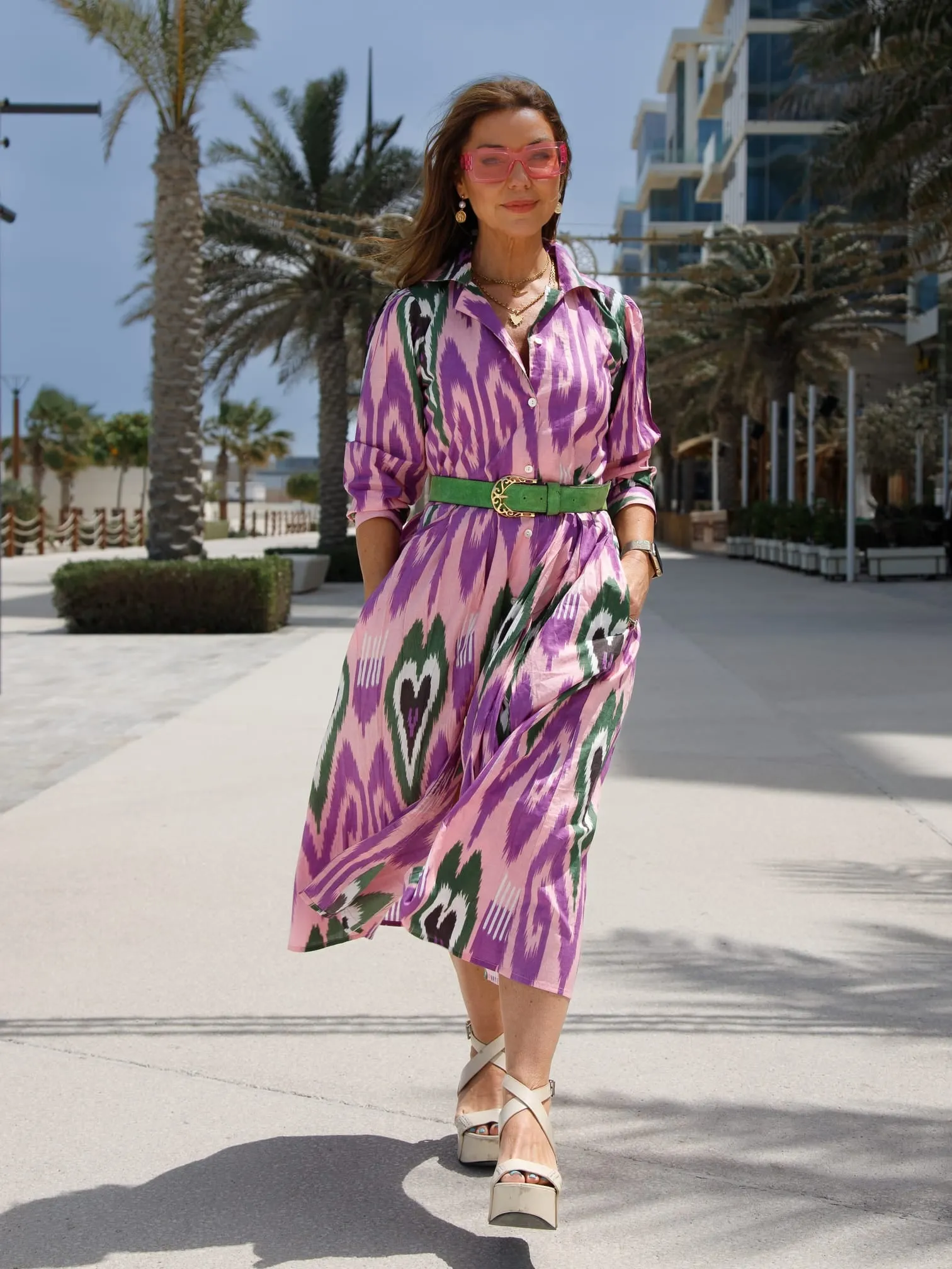 ‘FAITH’ SHIRTDRESS IN LILAC IKAT
