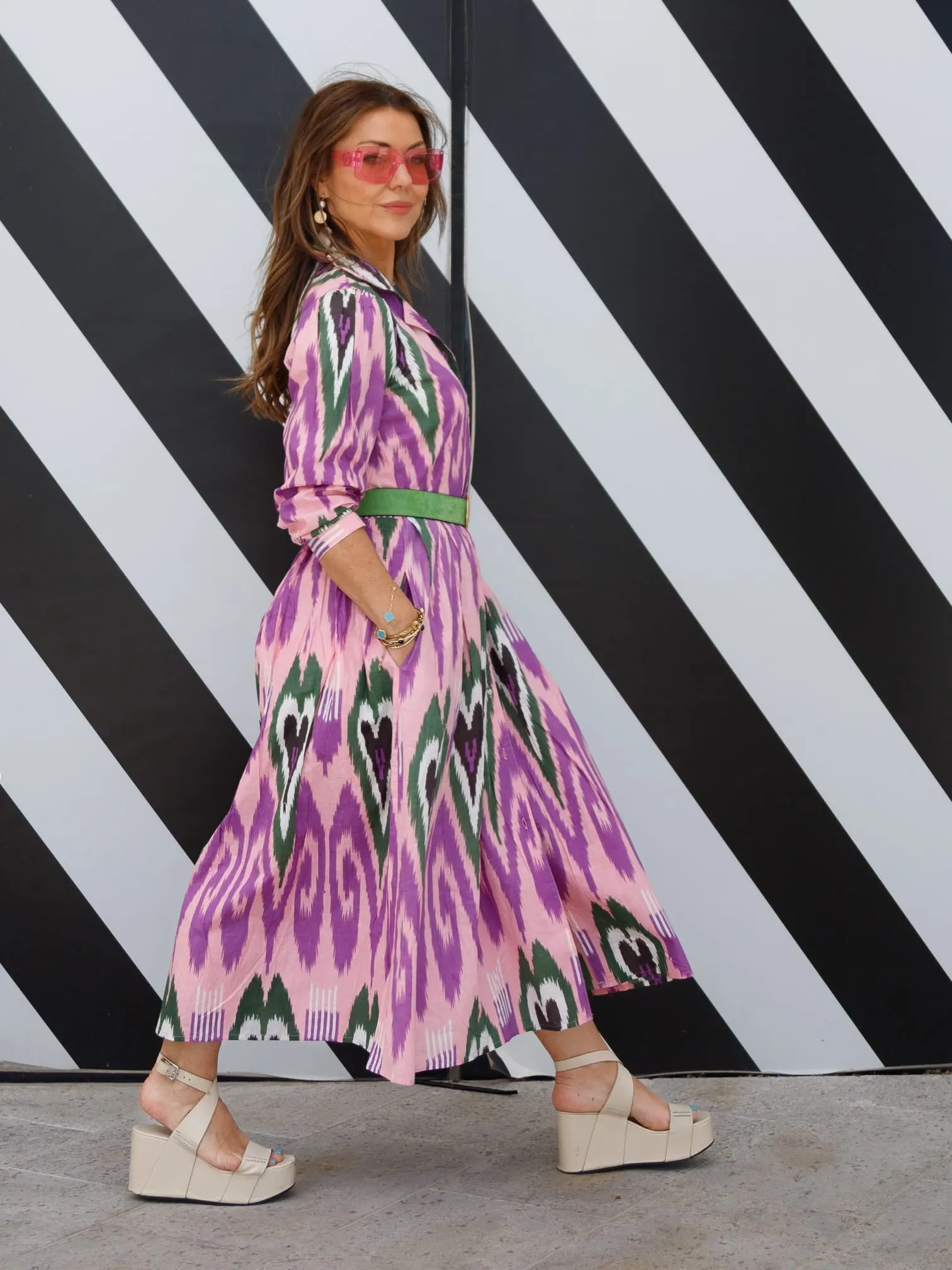 ‘FAITH’ SHIRTDRESS IN LILAC IKAT