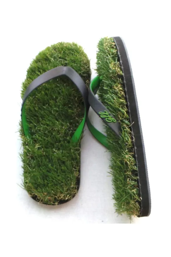 Grass Flip Flops - Black and Green