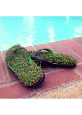 Grass Flip Flops - Black and Green