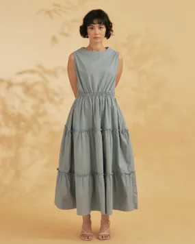 Maya Sleeveless Tiered Cotton Maxi Dress