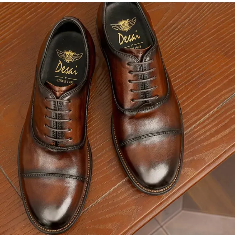 Men's Casual Glossy Vegan Leather Shoes with Rubber Sole | Eco-Friendly Materials for Everyday Wear