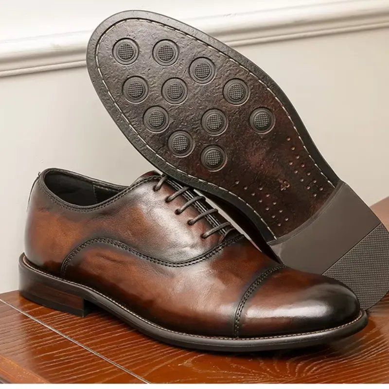 Men's Casual Glossy Vegan Leather Shoes with Rubber Sole | Eco-Friendly Materials for Everyday Wear
