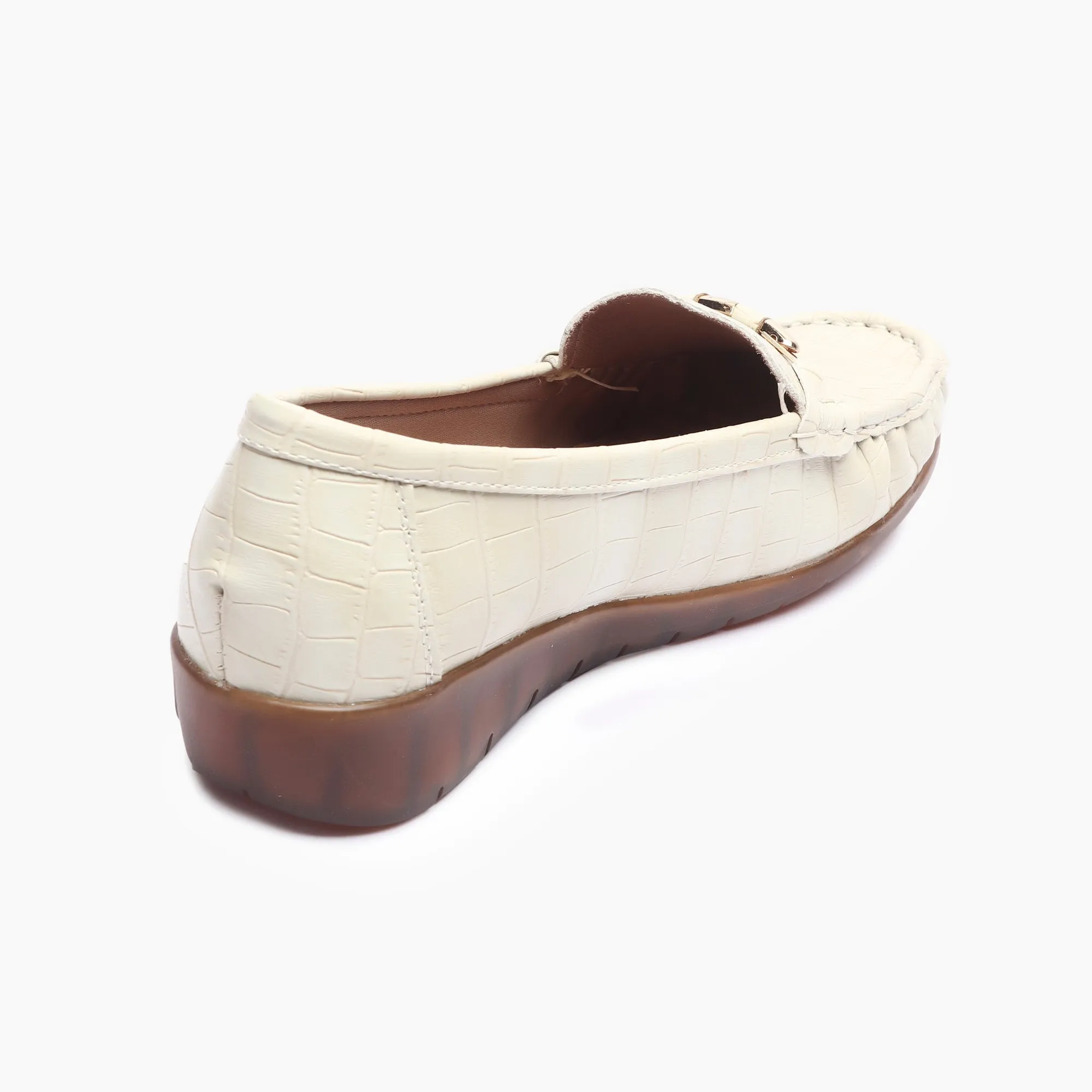 Metal Accented Wedge Heel Loafers