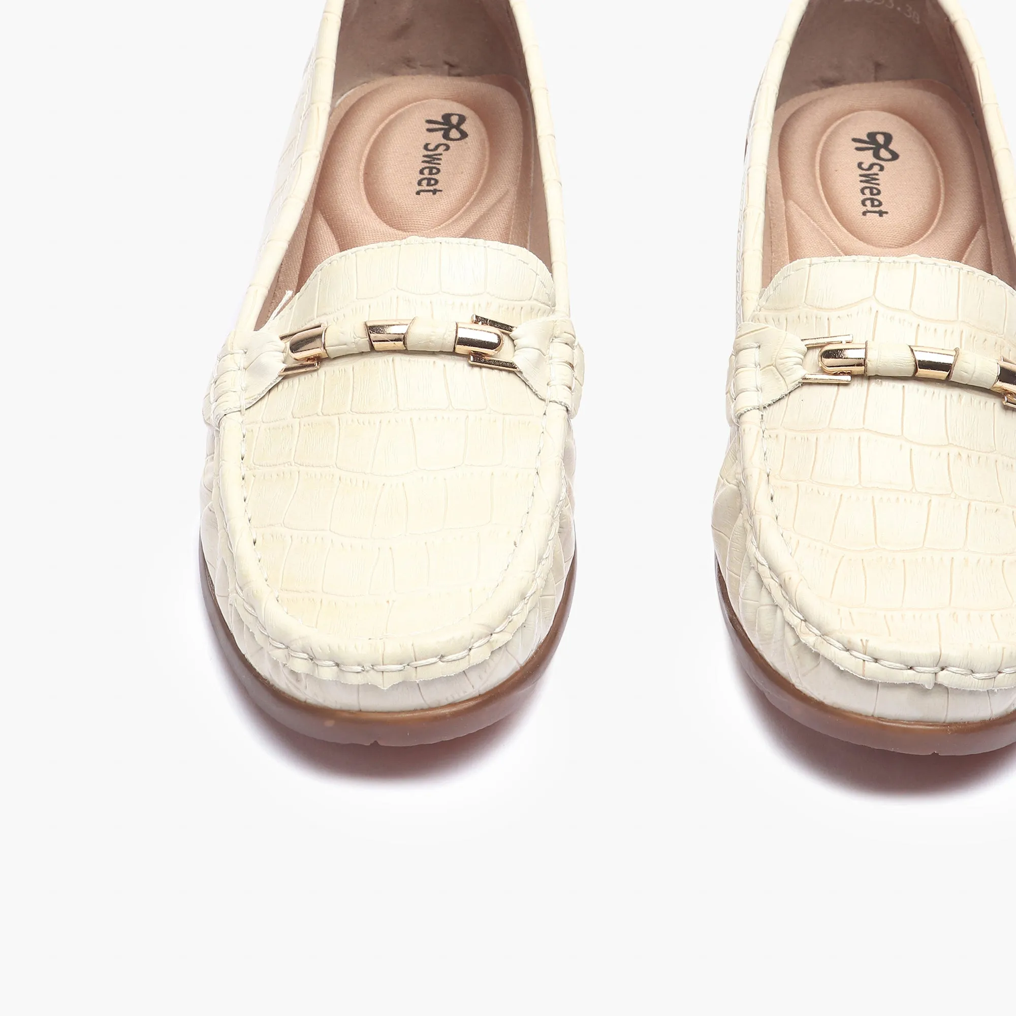 Metal Accented Wedge Heel Loafers