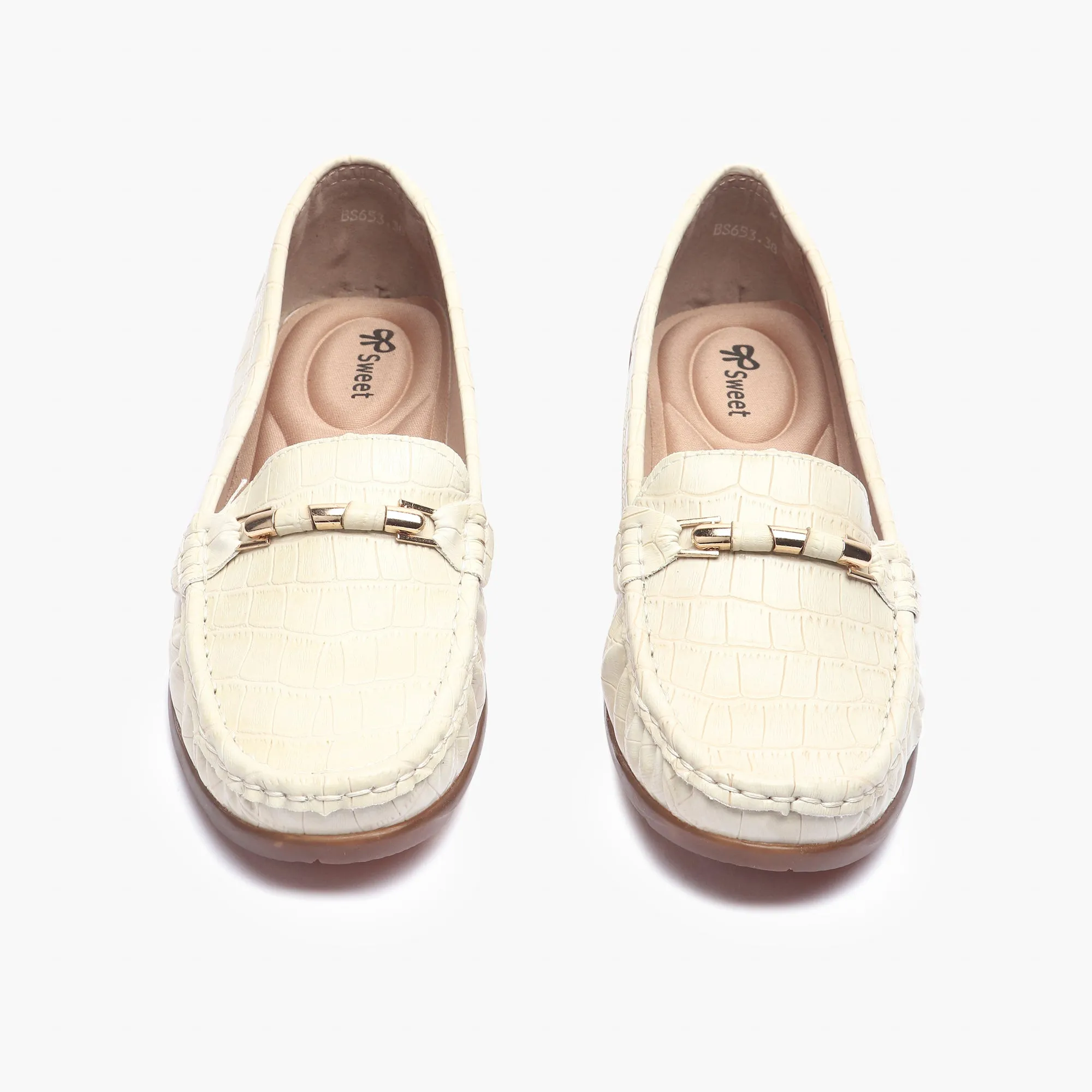 Metal Accented Wedge Heel Loafers