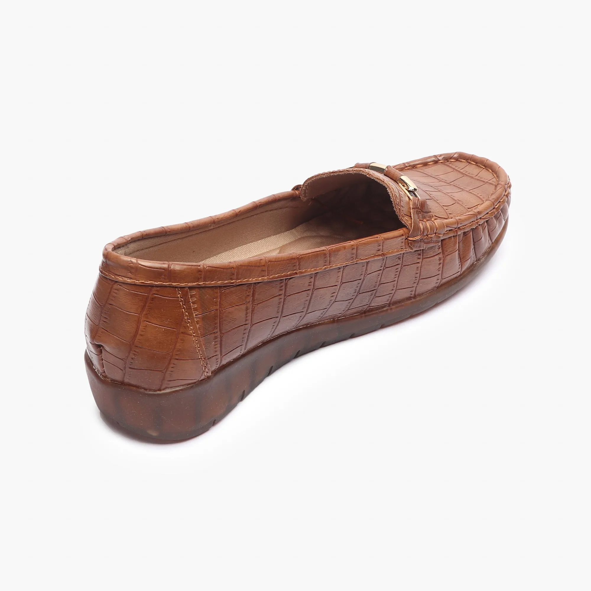 Metal Accented Wedge Heel Loafers