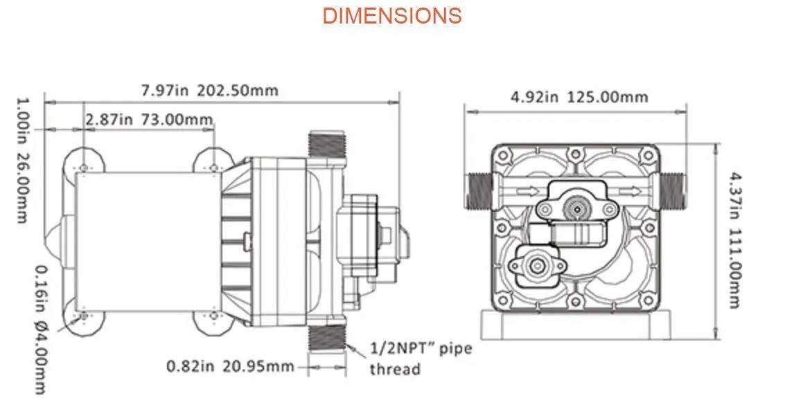 SEAFLO 12v Diaphragm Pump 3GPM 55PSI