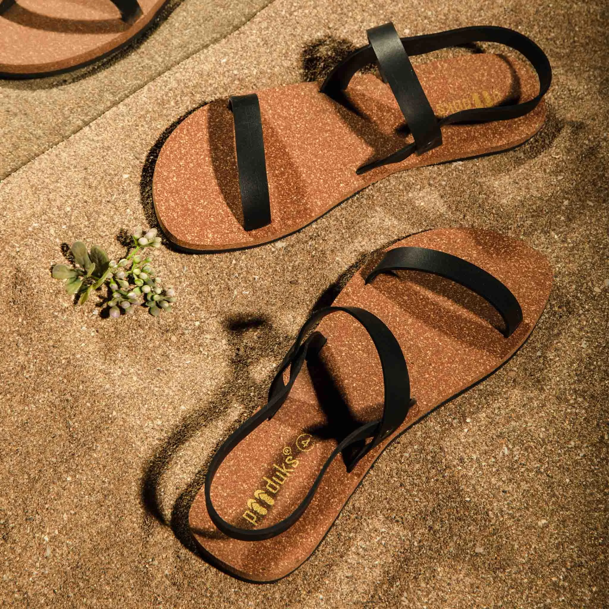 Slingback Cork Waterproof Brown Sandals Brown | Flats for Women