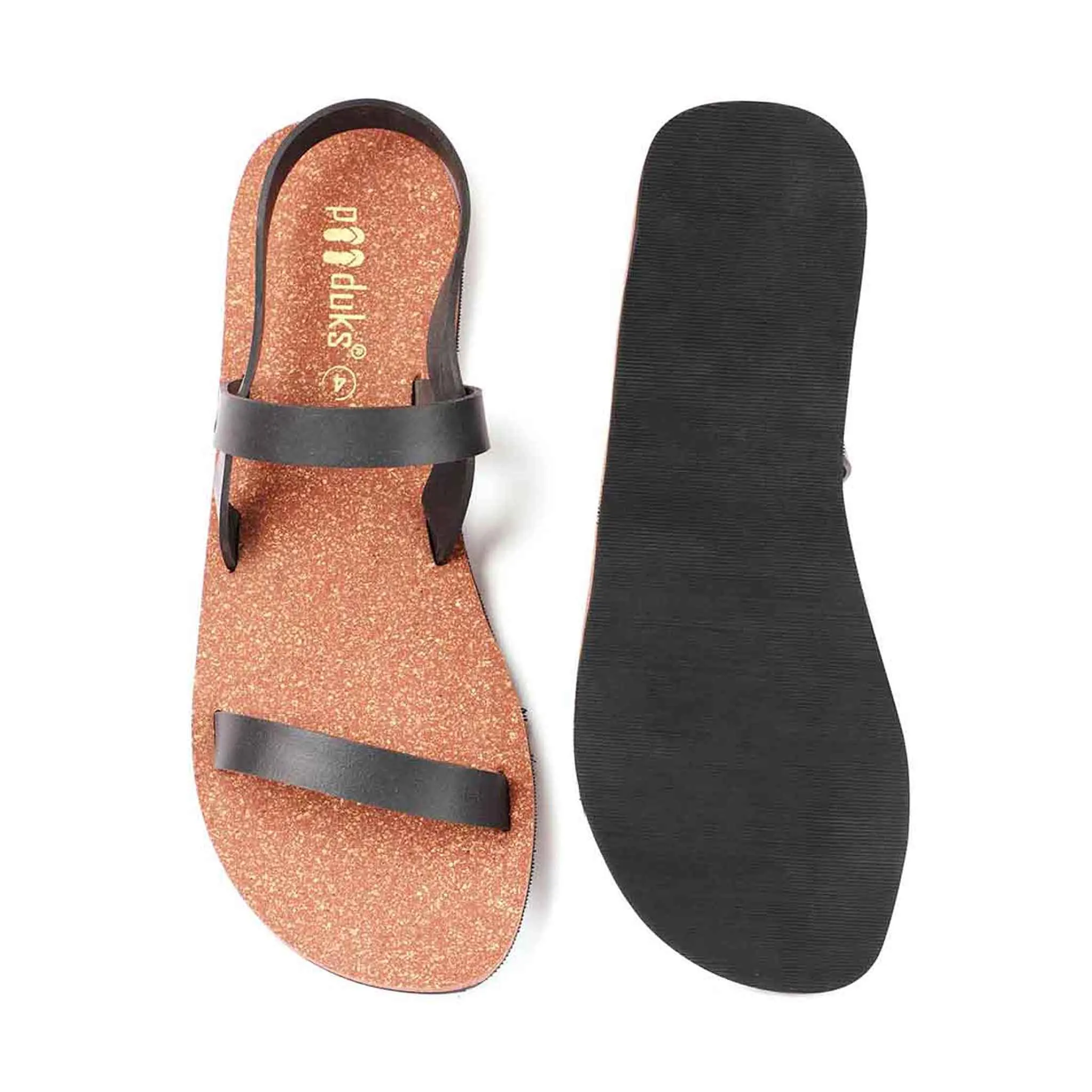 Slingback Cork Waterproof Brown Sandals Brown | Flats for Women