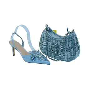 Talyu Embellished Kitten Heel Shoes and  Handbag Set