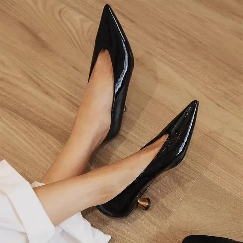 Uniwim Sexy Women High Heels Shoes Pointed Toe Dress Party Shoes Fashion Office Sandals Shallow Elegant Leather Zapatos Female Pumps