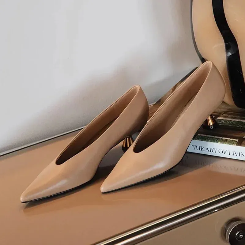 Uniwim Sexy Women High Heels Shoes Pointed Toe Dress Party Shoes Fashion Office Sandals Shallow Elegant Leather Zapatos Female Pumps