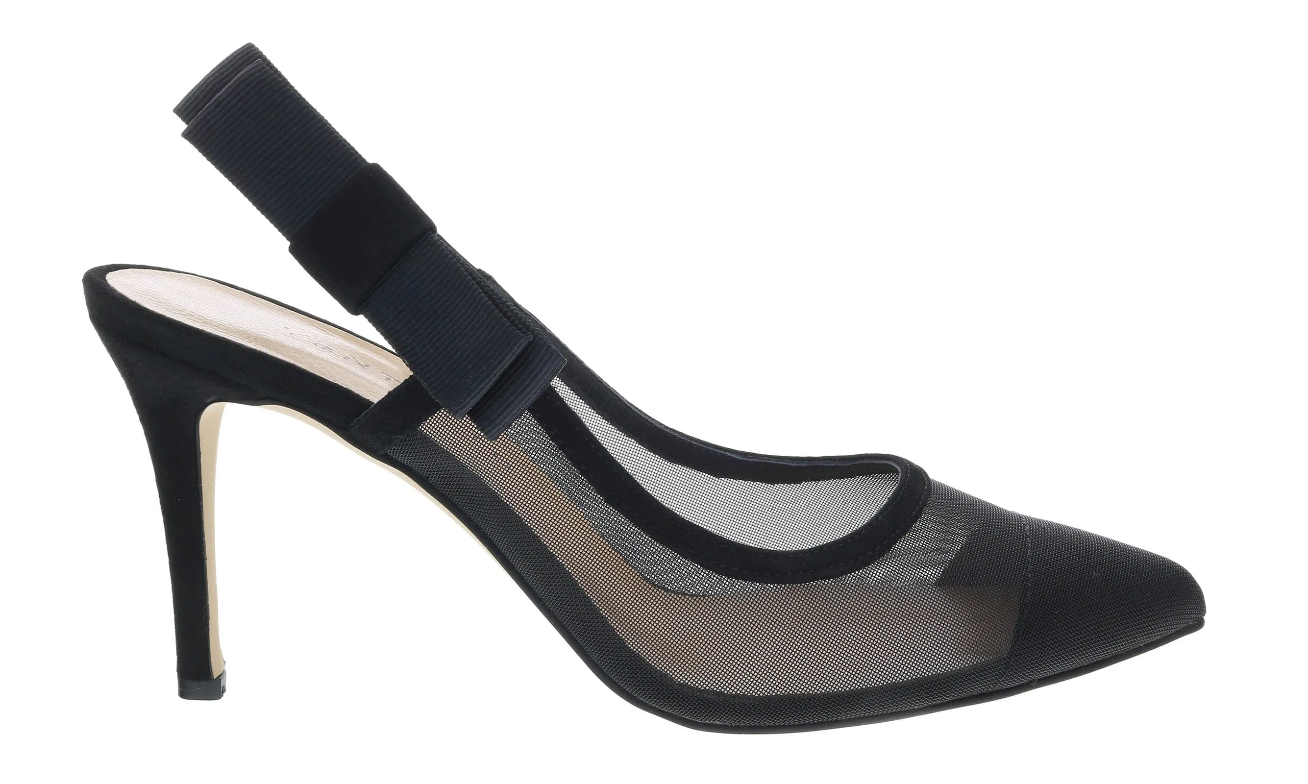Ventutto Black Mesh Slingback Heels-