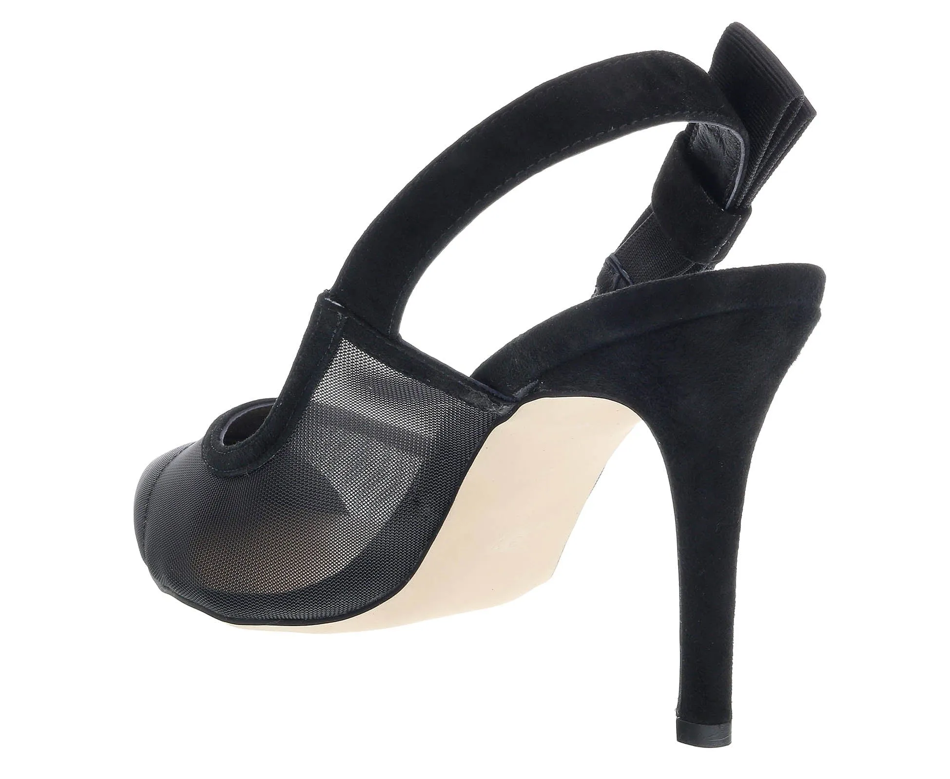 Ventutto Black Mesh Slingback Heels-