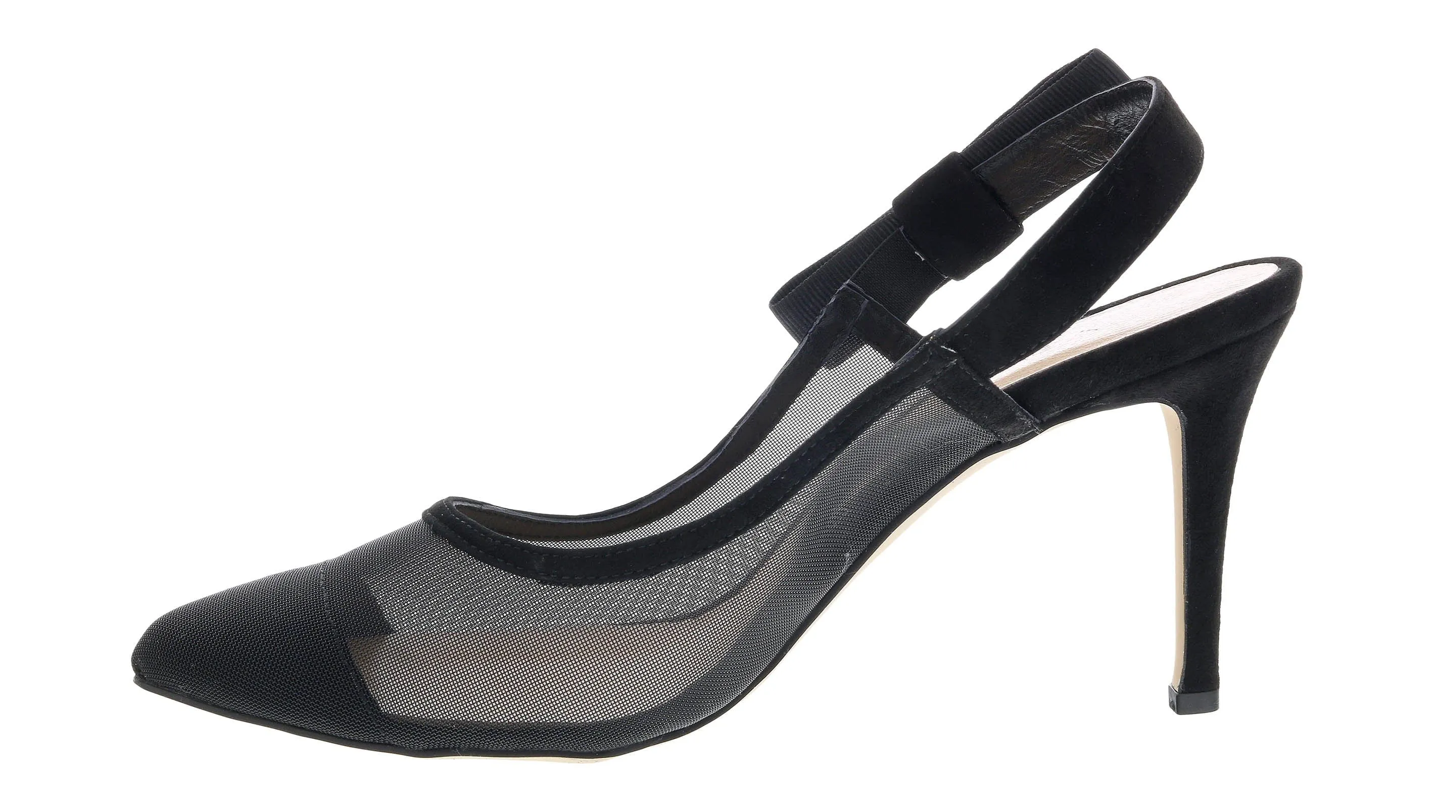 Ventutto Black Mesh Slingback Heels-